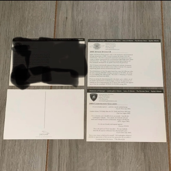 Car Post Cards Spyker C8  Lamborghini Gallardo  Jaguar F-Type Concept - Picture 2 of 5